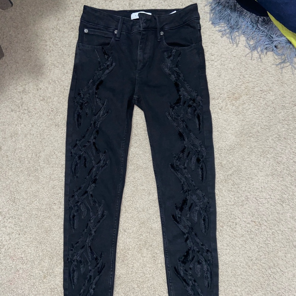 Sandro Paris Black Distressed Jeans Cotton